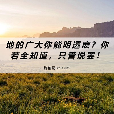 Picture 06 - 约 伯 记 38:18 CUVS - 地 的 广 大 你 能 明 透 麽 ？ 你 若 - Bible Verse Picture
