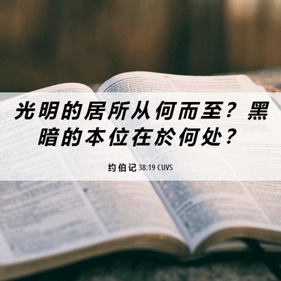 Picture 06 - 约 伯 记 38:19 CUVS - 光 明 的 居 所 从 何 而 至 ？ 黑 暗 - Bible Verse Picture