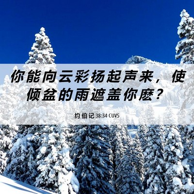 Picture 06 - 约 伯 记 38:34 CUVS - 你 能 向 云 彩 扬 起 声 来 ， 使 倾 - Bible Verse Picture