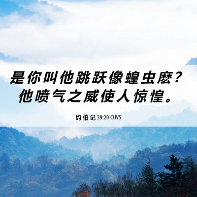 Picture 06 - 约 伯 记 39:20 CUVS - 是 你 叫 他 跳 跃 像 蝗 虫 麽 ？ 他 - Bible Verse Picture