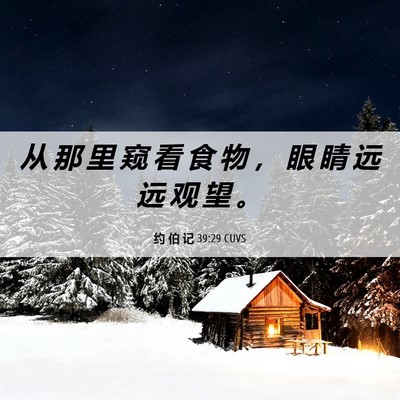 Picture 06 - 约 伯 记 39:29 CUVS - 从 那 里 窥 看 食 物 ， 眼 睛 远 远 - Bible Verse Picture