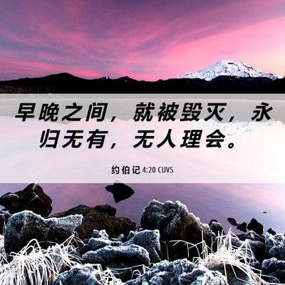 Picture 06 - 约 伯 记 4:20 CUVS - 早 晚 之 间 ， 就 被 毁 灭 ， 永 归 - Bible Verse Picture