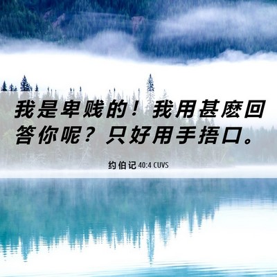 Picture 06 - 约 伯 记 40:4 CUVS - 我 是 卑 贱 的 ！ 我 用 甚 麽 回 答 - Bible Verse Picture