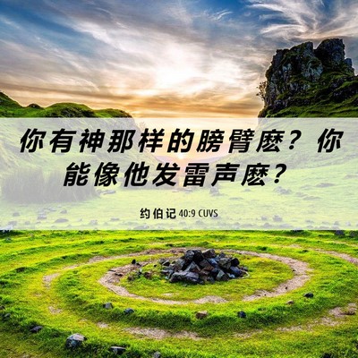 Picture 06 - 约 伯 记 40:9 CUVS - 你 有 神 那 样 的 膀 臂 麽 ？ 你 能 - Bible Verse Picture