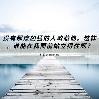 Picture 06 - 约 伯 记 41:10 CUVS - 没 有 那 麽 凶 猛 的 人 敢 惹 他 。 - Bible Verse Picture