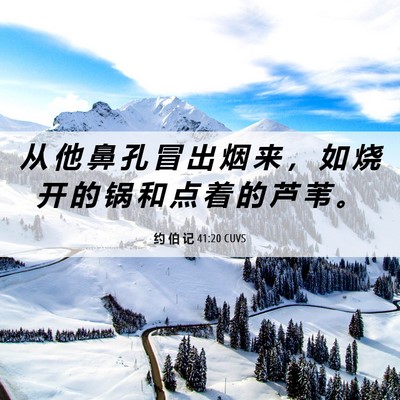 Picture 06 - 约 伯 记 41:20 CUVS - 从 他 鼻 孔 冒 出 烟 来 ， 如 烧 开 - Bible Verse Picture