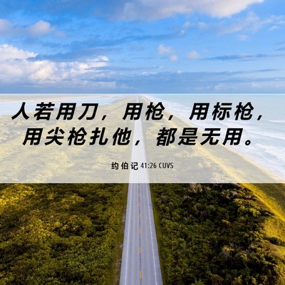 Picture 06 - 约 伯 记 41:26 CUVS - 人 若 用 刀 ， 用 枪 ， 用 标 枪 ， - Bible Verse Picture