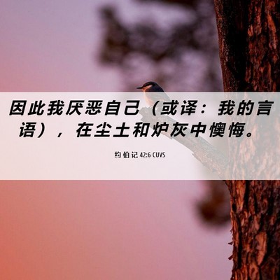 Picture 06 - 约 伯 记 42:6 CUVS - 因 此 我 厌 恶 自 己 （ 或 译 ： 我 - Bible Verse Picture
