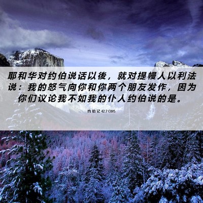 Picture 06 - 约 伯 记 42:7 CUVS - 耶 和 华 对 约 伯 说 话 以 後 ， 就 - Bible Verse Picture