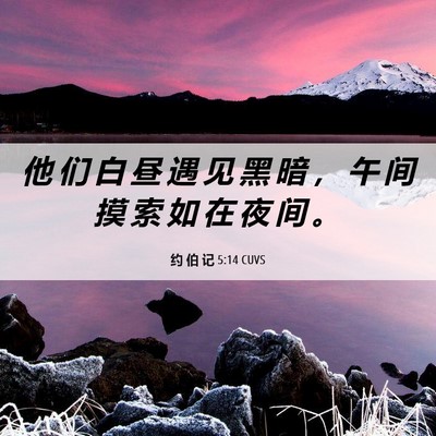 Picture 06 - 约 伯 记 5:14 CUVS - 他 们 白 昼 遇 见 黑 暗 ， 午 间 摸 - Bible Verse Picture
