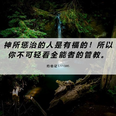 Picture 06 - 约 伯 记 5:17 CUVS - 神 所 惩 治 的 人 是 有 福 的 ！ 所 - Bible Verse Picture