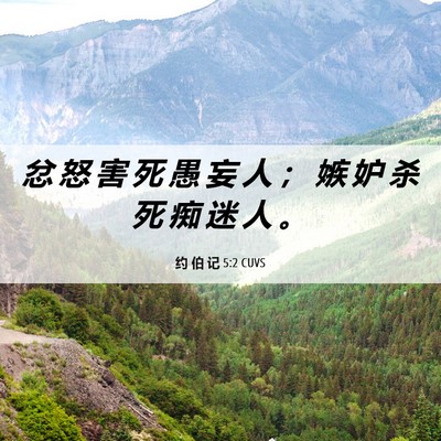 Picture 06 - 约 伯 记 5:2 CUVS - 忿 怒 害 死 愚 妄 人 ； 嫉 妒 杀 死 - Bible Verse Picture