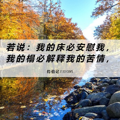 Picture 06 - 约 伯 记 7:13 CUVS - 若 说 ： 我 的 床 必 安 慰 我 ， 我 - Bible Verse Picture