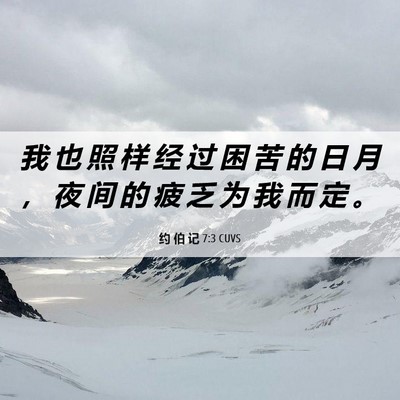 Picture 06 - 约 伯 记 7:3 CUVS - 我 也 照 样 经 过 困 苦 的 日 月 ， - Bible Verse Picture