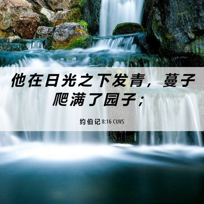 Picture 06 - 约 伯 记 8:16 CUVS - 他 在 日 光 之 下 发 青 ， 蔓 子 爬 - Bible Verse Picture