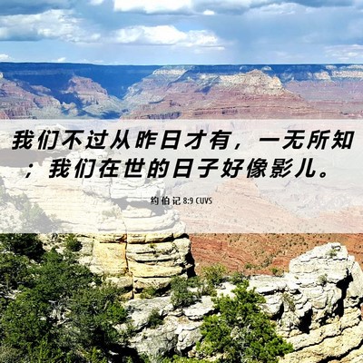Picture 06 - 约 伯 记 8:9 CUVS - 我 们 不 过 从 昨 日 才 有 ， 一 无 - Bible Verse Picture