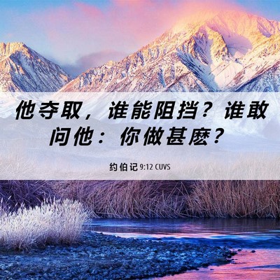 Picture 06 - 约 伯 记 9:12 CUVS - 他 夺 取 ， 谁 能 阻 挡 ？ 谁 敢 问 - Bible Verse Picture