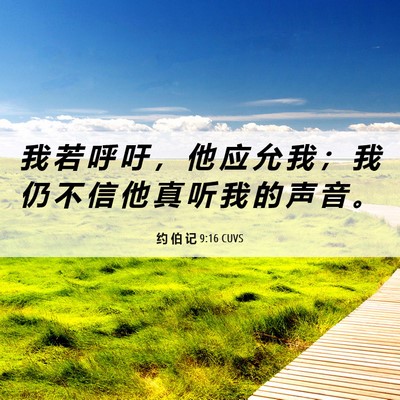 Picture 06 - 约 伯 记 9:16 CUVS - 我 若 呼 吁 ， 他 应 允 我 ； 我 仍 - Bible Verse Picture