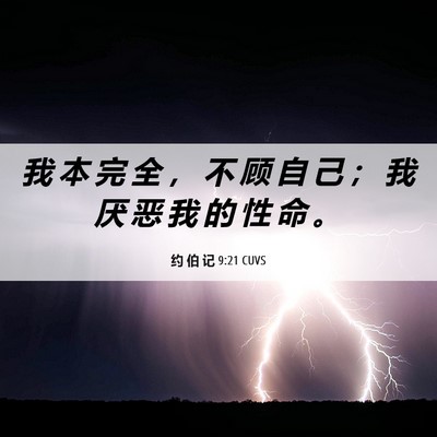 Picture 06 - 约 伯 记 9:21 CUVS - 我 本 完 全 ， 不 顾 自 己 ； 我 厌 - Bible Verse Picture