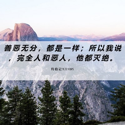 Picture 06 - 约 伯 记 9:22 CUVS - 善 恶 无 分 ， 都 是 一 样 ； 所 以 - Bible Verse Picture