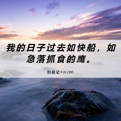 Picture 06 - 约 伯 记 9:26 CUVS - 我 的 日 子 过 去 如 快 船 ， 如 急 - Bible Verse Picture