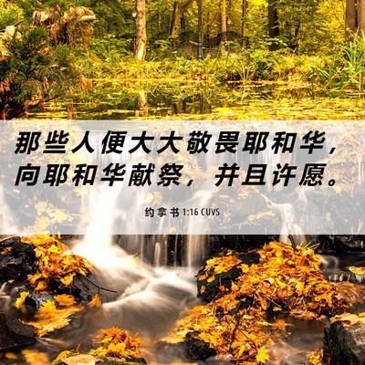 Picture 06 - 约 拿 书 1:16 CUVS - 那 些 人 便 大 大 敬 畏 耶 和 华 ， - Bible Verse Picture