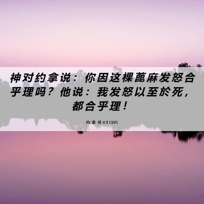 Picture 06 - 约 拿 书 4:9 CUVS - 神 对 约 拿 说 ： 你 因 这 棵 蓖 麻 - Bible Verse Picture