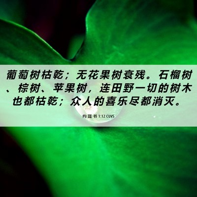 Picture 06 - 约 珥 书 1:12 CUVS - 葡 萄 树 枯 乾 ； 无 花 果 树 衰 残 - Bible Verse Picture