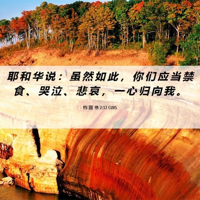 Picture 06 - 约 珥 书 2:12 CUVS - 耶 和 华 说 ： 虽 然 如 此 ， 你 们 - Bible Verse Picture