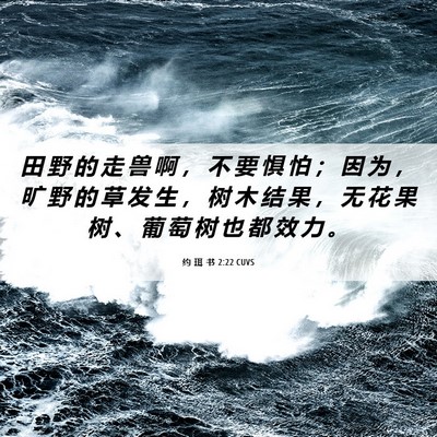 Picture 06 - 约 珥 书 2:22 CUVS - 田 野 的 走 兽 啊 ， 不 要 惧 怕 ； - Bible Verse Picture