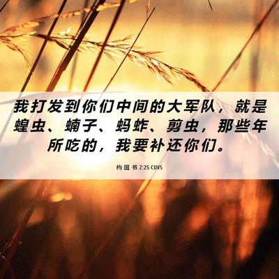 Picture 06 - 约 珥 书 2:25 CUVS - 我 打 发 到 你 们 中 间 的 大 军 队 - Bible Verse Picture