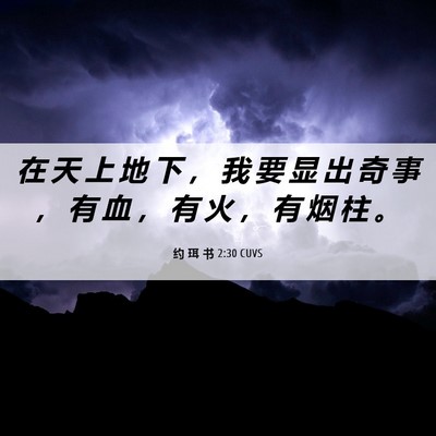 Picture 06 - 约 珥 书 2:30 CUVS - 在 天 上 地 下 ， 我 要 显 出 奇 事 - Bible Verse Picture