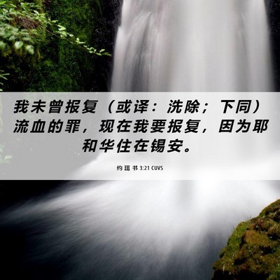 Picture 06 - 约 珥 书 3:21 CUVS - 我 未 曾 报 复 （ 或 译 ： 洗 除 ； - Bible Verse Picture