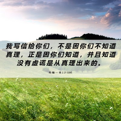 Picture 06 - 约 翰 一 书 2:21 CUVS - 我 写 信 给 你 们 ， 不 是 因 你 们 - Bible Verse Picture