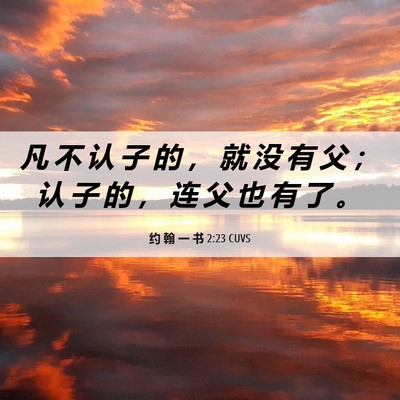 Picture 06 - 约 翰 一 书 2:23 CUVS - 凡 不 认 子 的 ， 就 没 有 父 ； 认 - Bible Verse Picture