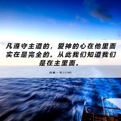 Picture 06 - 约 翰 一 书 2:5 CUVS - 凡 遵 守 主 道 的 ， 爱 神 的 心 在 - Bible Verse Picture
