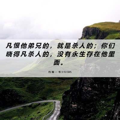 Picture 06 - 约 翰 一 书 3:15 CUVS - 凡 恨 他 弟 兄 的 ， 就 是 杀 人 的 - Bible Verse Picture
