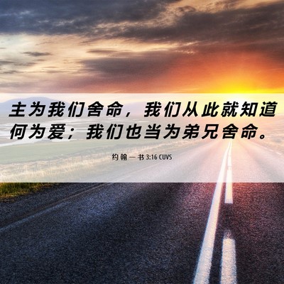 Picture 06 - 约 翰 一 书 3:16 CUVS - 主 为 我 们 舍 命 ， 我 们 从 此 就 - Bible Verse Picture