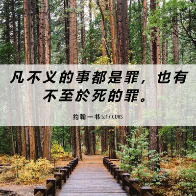 Picture 06 - 约 翰 一 书 5:17 CUVS - 凡 不 义 的 事 都 是 罪 ， 也 有 不 - Bible Verse Picture