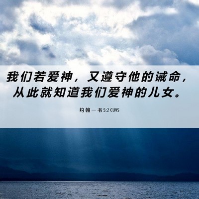 Picture 06 - 约 翰 一 书 5:2 CUVS - 我 们 若 爱 神 ， 又 遵 守 他 的 诫 - Bible Verse Picture