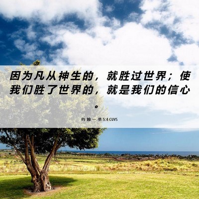 Picture 06 - 约 翰 一 书 5:4 CUVS - 因 为 凡 从 神 生 的 ， 就 胜 过 世 - Bible Verse Picture