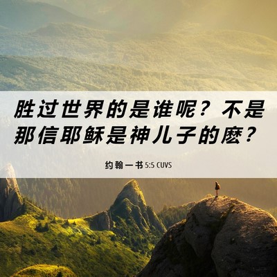 Picture 06 - 约 翰 一 书 5:5 CUVS - 胜 过 世 界 的 是 谁 呢 ？ 不 是 那 - Bible Verse Picture