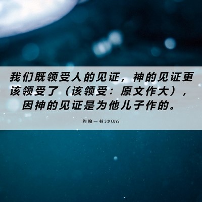 Picture 06 - 约 翰 一 书 5:9 CUVS - 我 们 既 领 受 人 的 见 证 ， 神 的 - Bible Verse Picture
