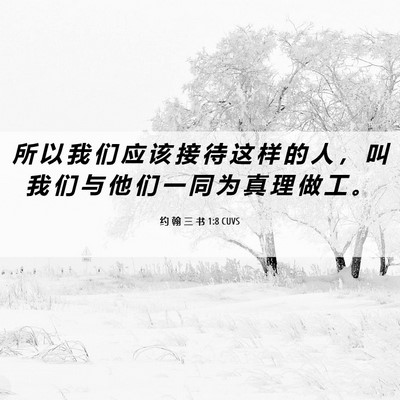 Picture 06 - 约 翰 三 书 1:8 CUVS - 所 以 我 们 应 该 接 待 这 样 的 人 - Bible Verse Picture