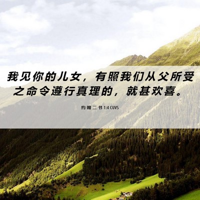 Picture 06 - 约 翰 二 书 1:4 CUVS - 我 见 你 的 儿 女 ， 有 照 我 们 从 - Bible Verse Picture