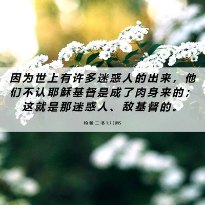 Picture 06 - 约 翰 二 书 1:7 CUVS - 因 为 世 上 有 许 多 迷 惑 人 的 出 - Bible Verse Picture
