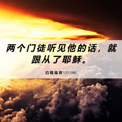 Picture 06 - 约 翰 福 音 1:37 CUVS - 两 个 门 徒 听 见 他 的 话 ， 就 跟 - Bible Verse Picture