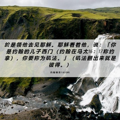 Picture 06 - 约 翰 福 音 1:42 CUVS - 於 是 领 他 去 见 耶 稣 。 耶 稣 看 - Bible Verse Picture