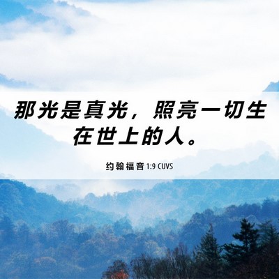 Picture 06 - 约 翰 福 音 1:9 CUVS - 那 光 是 真 光 ， 照 亮 一 切 生 在 - Bible Verse Picture