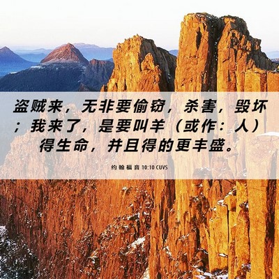 Picture 06 - 约 翰 福 音 10:10 CUVS - 盗 贼 来 ， 无 非 要 偷 窃 ， 杀 害 - Bible Verse Picture